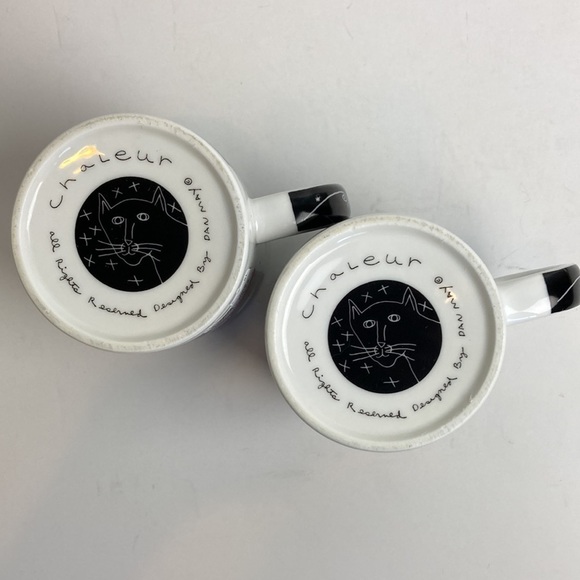 Chaleur Dan May Tea Pots Coffee Mug 2 Cup Set 14oz Black White Whimsy Whimsical - Picture 6 of 13